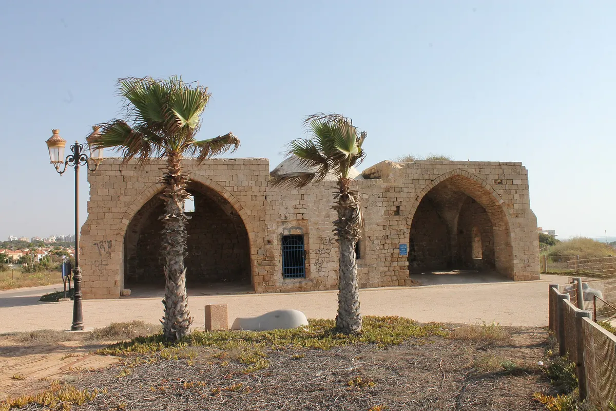 The domed Mamluk tomb of Sheikh Awad on the Ashkelon seafront